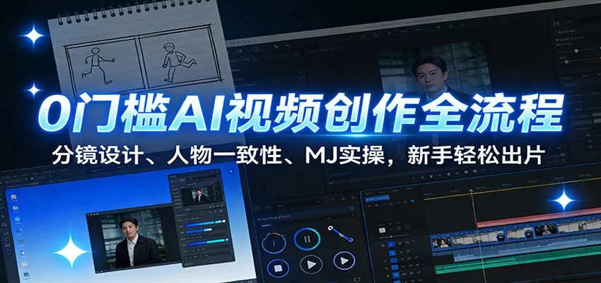 0门槛AI视频创作全流程：分镜设计、人物一致性、MJ实操，新手轻松出片 - 轻创社