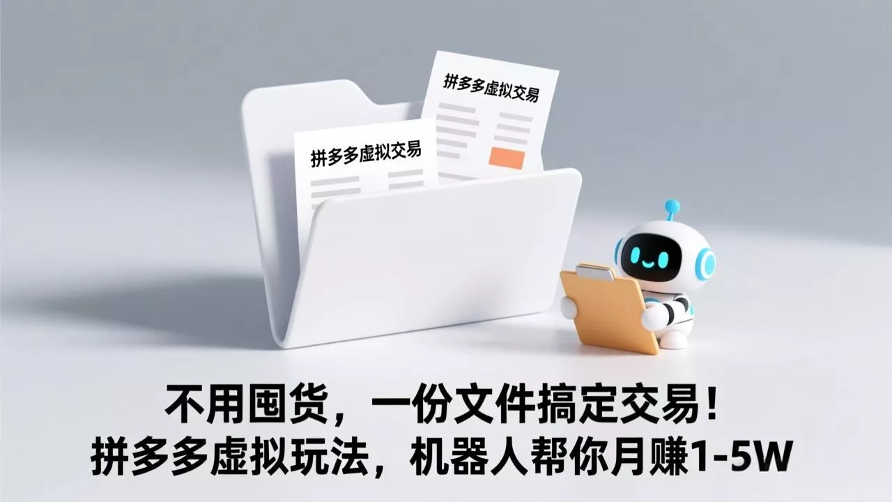 不用囤货,一份文件搞定交易!拼多多虚拟玩法,机器人帮你月赚 1-5W 不用囤货,一份文件搞定交易!拼多多虚拟玩法,机器人帮你月赚 1-5W