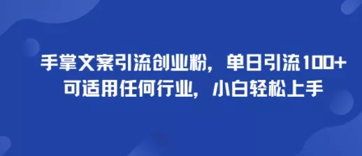手掌文案引流创业粉,单日引流100+,可适用任何行业,小白轻松上手