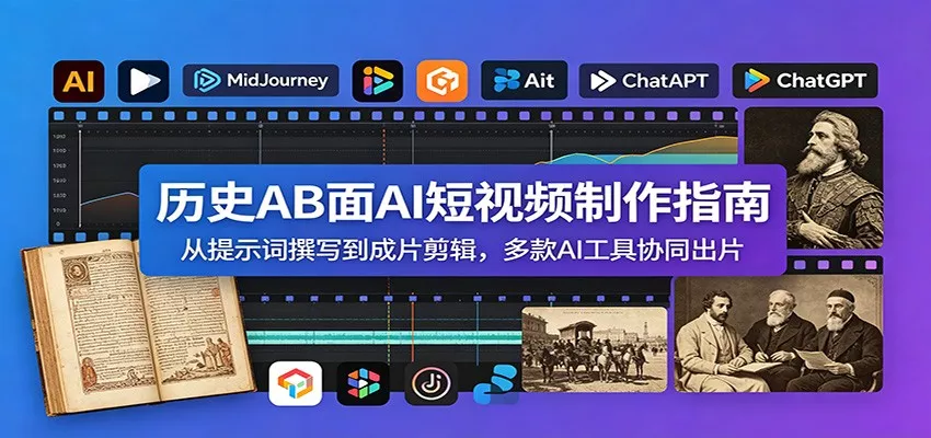 历史AB面AI短视频制作指南：从提示词撰写到成片剪辑，多款AI工具协同出片 - 轻创社