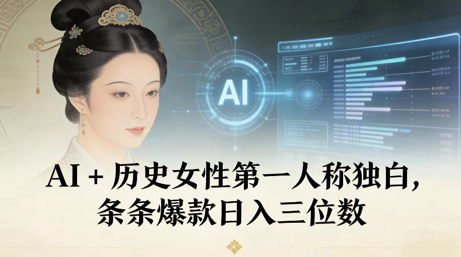 AI+历史女性第一人称独白，条条爆款日入三位数 - 轻创社