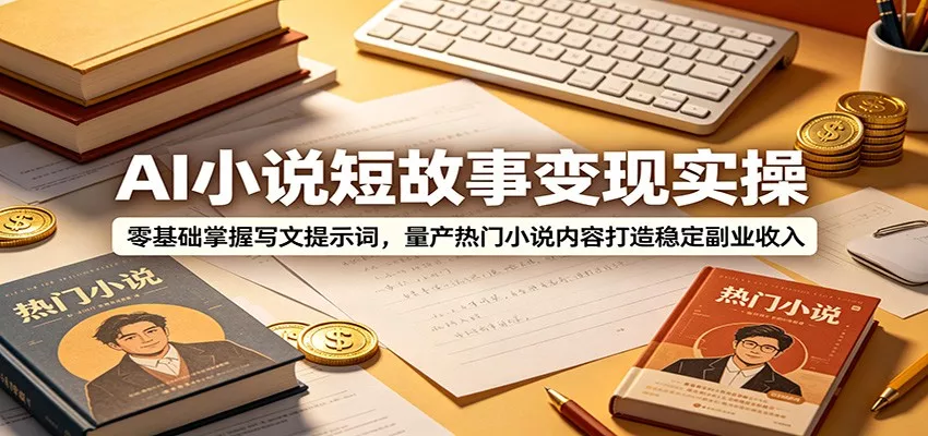 AI小说短故事变现实操:零基础掌握写文提示词,量产热门小说内容打造稳定副业收入 - 轻创社