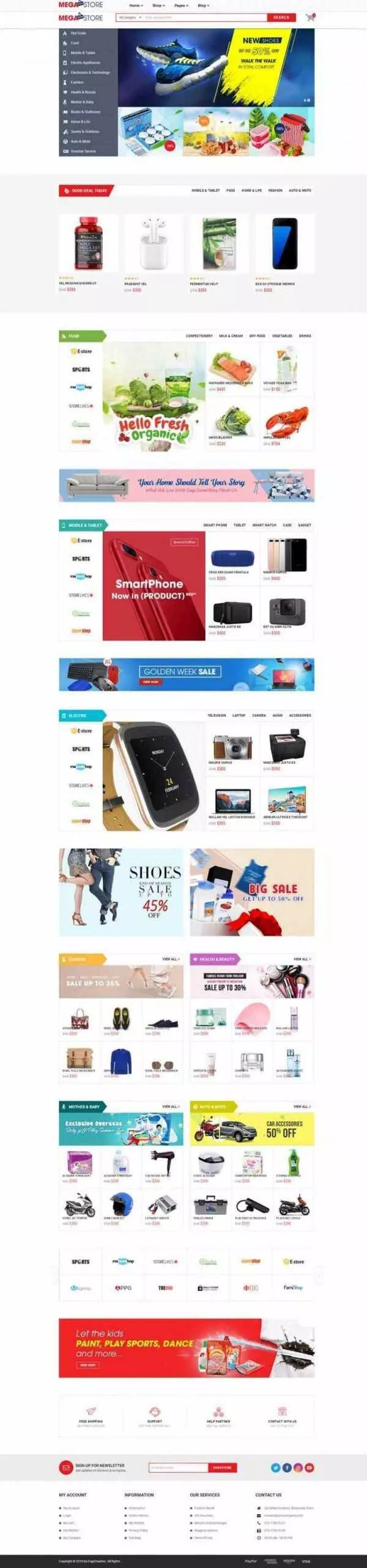 红色响应式超级市场综合商城网站 - 轻创社