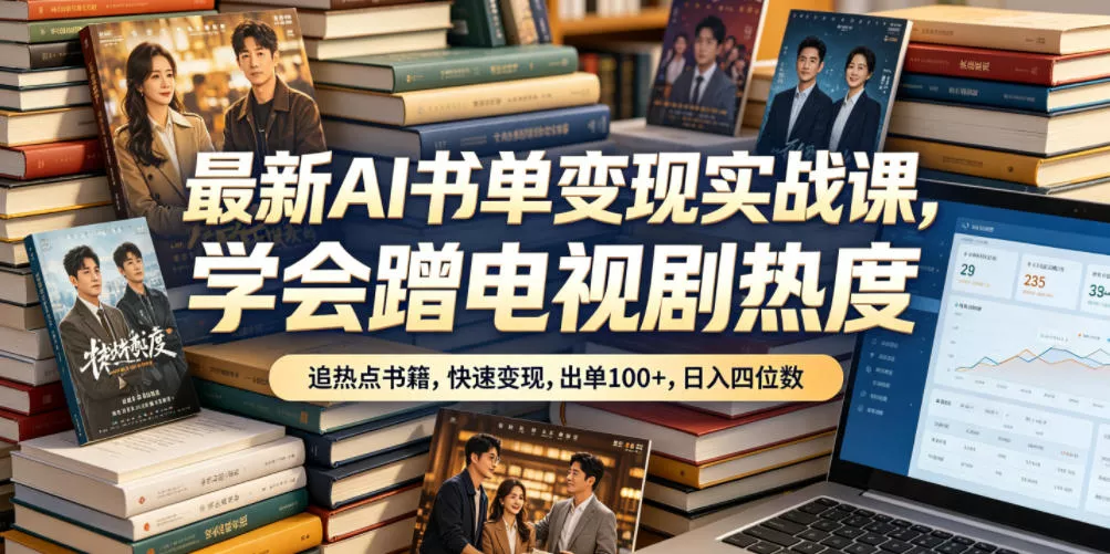 最新AI书单变现实战课，学会蹭电视剧热度，追热点书籍，快速变现，出单100+，日入四位数 - 轻创社