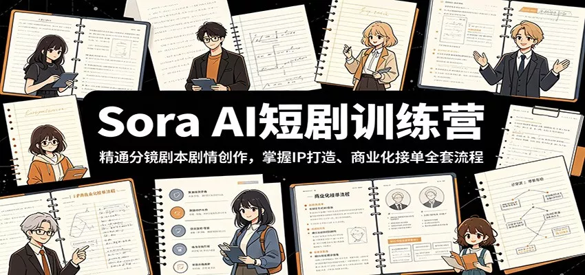 Sora AI短剧训练营：精通分镜剧本剧情创作，掌握IP打造、商业化接单全套流程 - 轻创社
