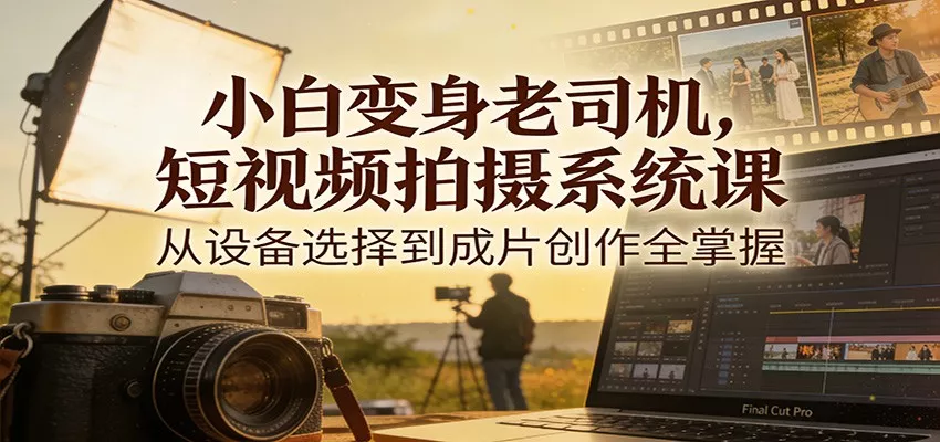 小白变身老司机，短视频拍摄系统课，从设备选择到成片创作全掌握 - 轻创社