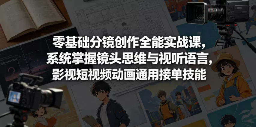 零基础分镜创作全能实战课，系统掌握镜头思维与视听语言，影视短视频动画通用接单技能 - 轻创社