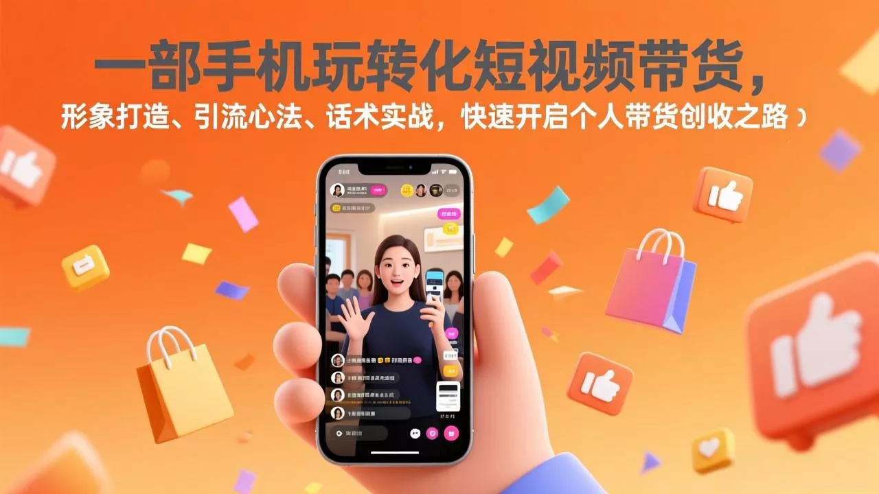 一部手机玩转化短视频带货，形象打造、引流心法、话术实战，快速开启个人带货创收之路 - 轻创社