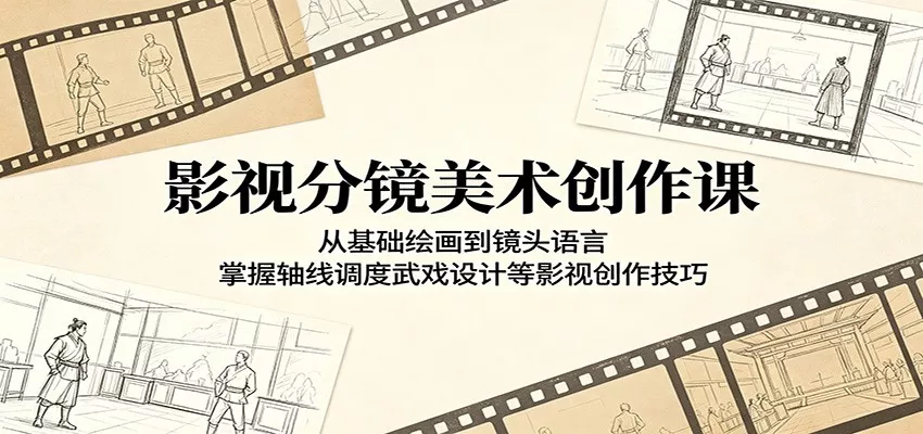 影视分镜美术创作课：从基础绘画到镜头语言，掌握轴线调度武戏设计等影视创作技巧 - 轻创社