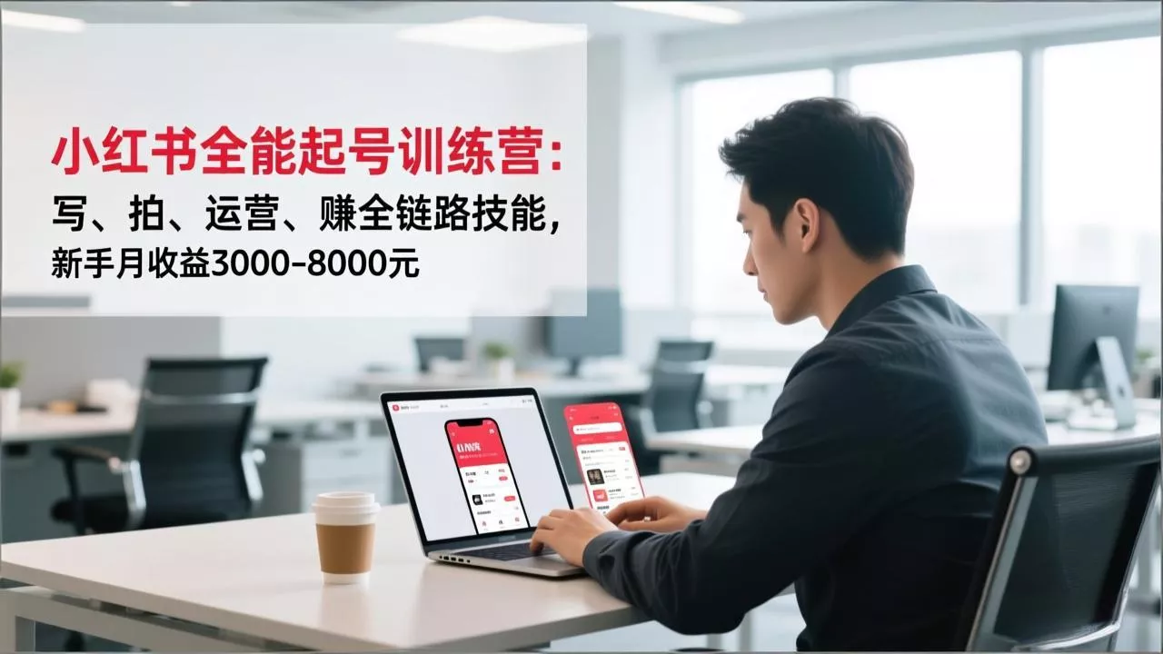 小红书全能起号训练营：写、拍、运营、赚全链路技能，新手月收益3000-8000元 - 轻创社