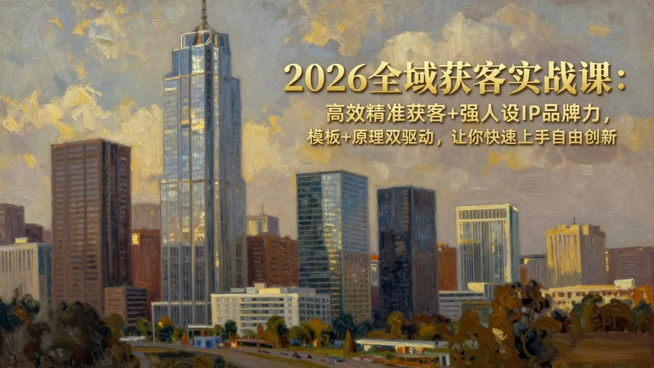 2026全域获客实战课：高效精准获客+强人设IP品牌力，模板+原理双驱动，让你快速上手自由创新 - 轻创社