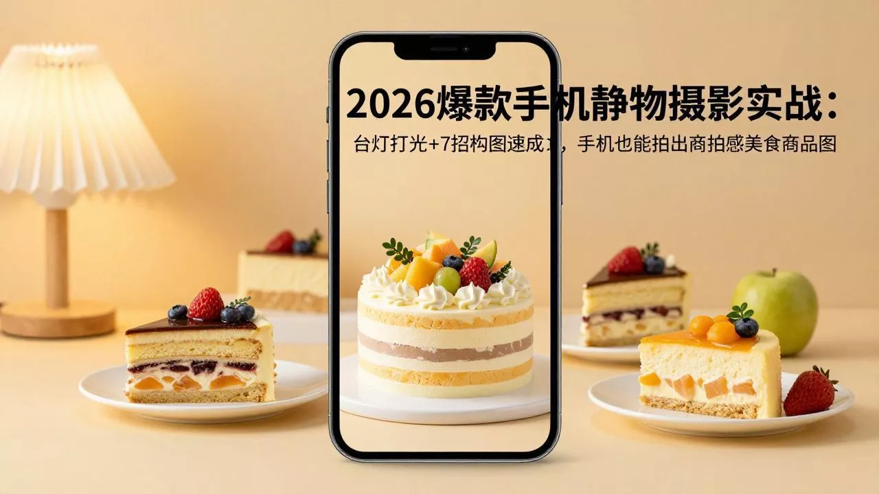 2026爆款手机静物摄影实战:台灯打光+7招构图速成,手机也能拍出商拍感美食商品图 2026爆款手机静物摄影实战:台灯打光+7招构图速成,手机也能拍出商拍感美食商品图