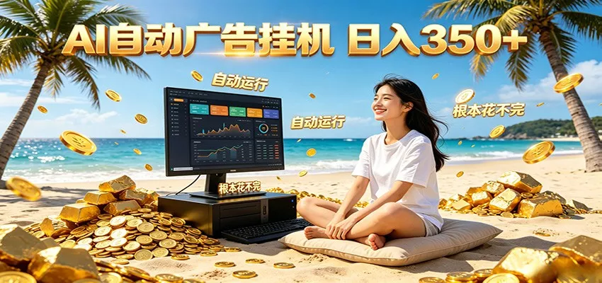 AI自动广告挂机 日入350+ 真正做到躺赚式变现，根本花不完！ - 轻创社