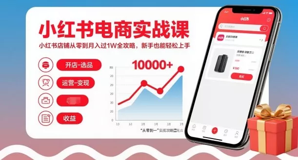 小红书电商实战课，小红书店铺从零到月入过1W全攻略，新手也能轻松上手 - 轻创社