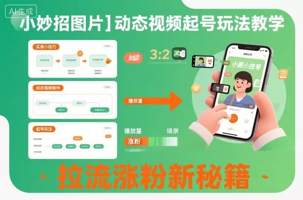 小妙招图片＋动态视频起号玩法教学，拉流涨粉新秘籍 - 轻创社