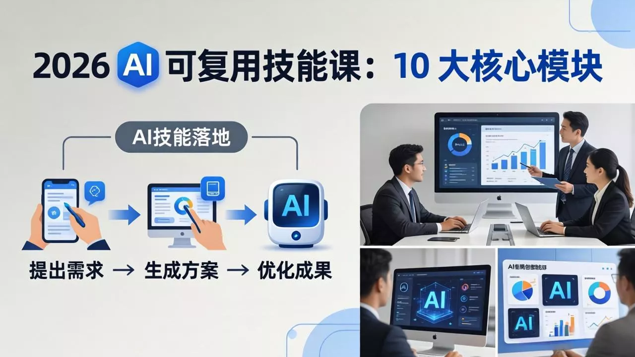 2026AI可复用技能-4月新课：10大核心模块，手把手教你把AI用进工作、产出成果 - 轻创社