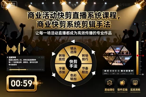 商业活动快剪直播系统课程，商业快剪系统剪辑手法 - 轻创社