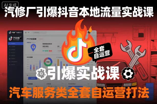 汽修厂引爆抖音本地流量实战课，汽车服务类全套自运营打法 - 轻创社
