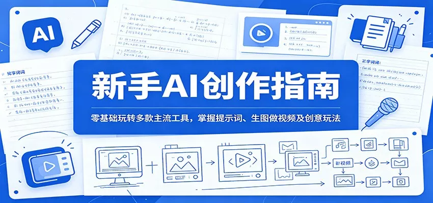 新手AI创作指南：零基础玩转多款主流工具，掌握提示词、生图做视频及创意玩法 - 轻创社