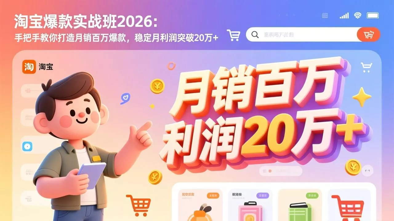 淘宝爆款实战班-2026年3月更新:手把手教你打造月销百万爆款,稳定月利润突破20万+ 淘宝爆款实战班-2026年3月更新:手把手教你打造月销百万爆款,稳定月利润突破20万+