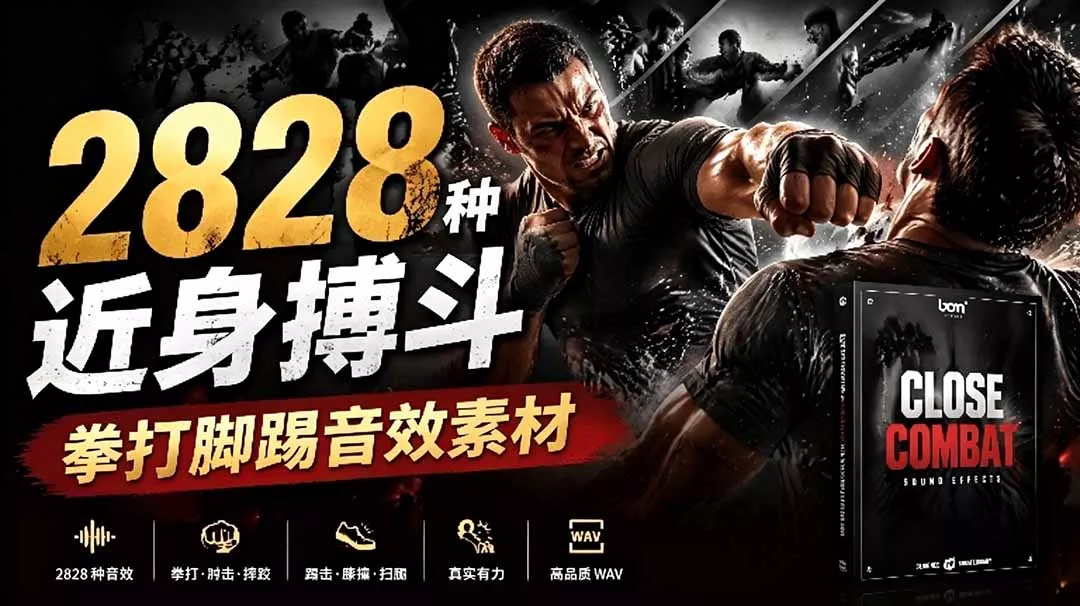 宝藏级别音效！2828种近身搏斗拳打脚踢音效素材，全部中文分类，免解压使用 Close Combat - 轻创社