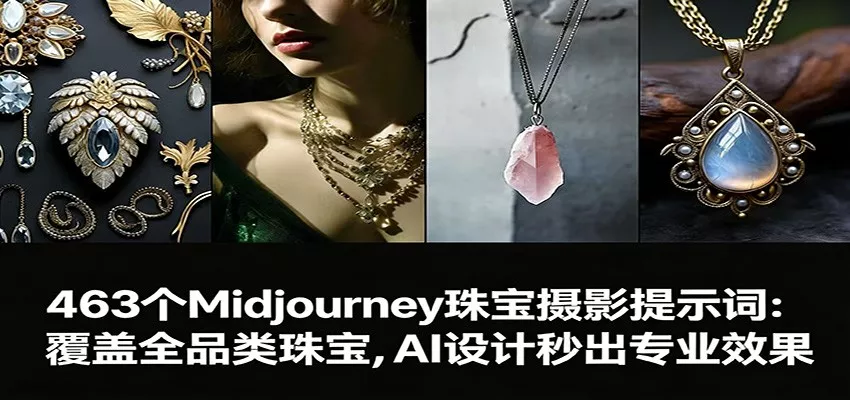 463个Midjourney珠宝摄影提示词：覆盖全品类珠宝，AI设计秒出专业效果 - 轻创社