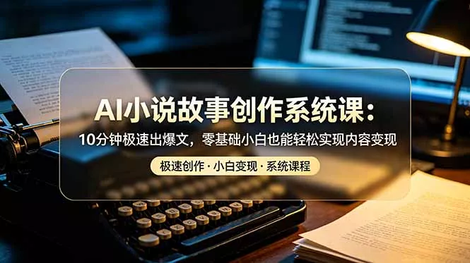 AI小说故事创作系统课：10分钟极速出爆文，零基础小白也能轻松实现内容变现 - 轻创社