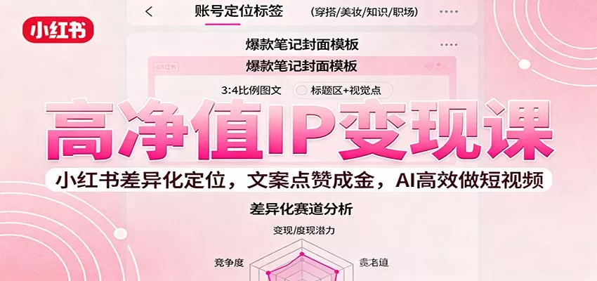 高净值IP变现课：小红书差异化定位，文案点赞成金， AI高效做短视频 - 轻创社