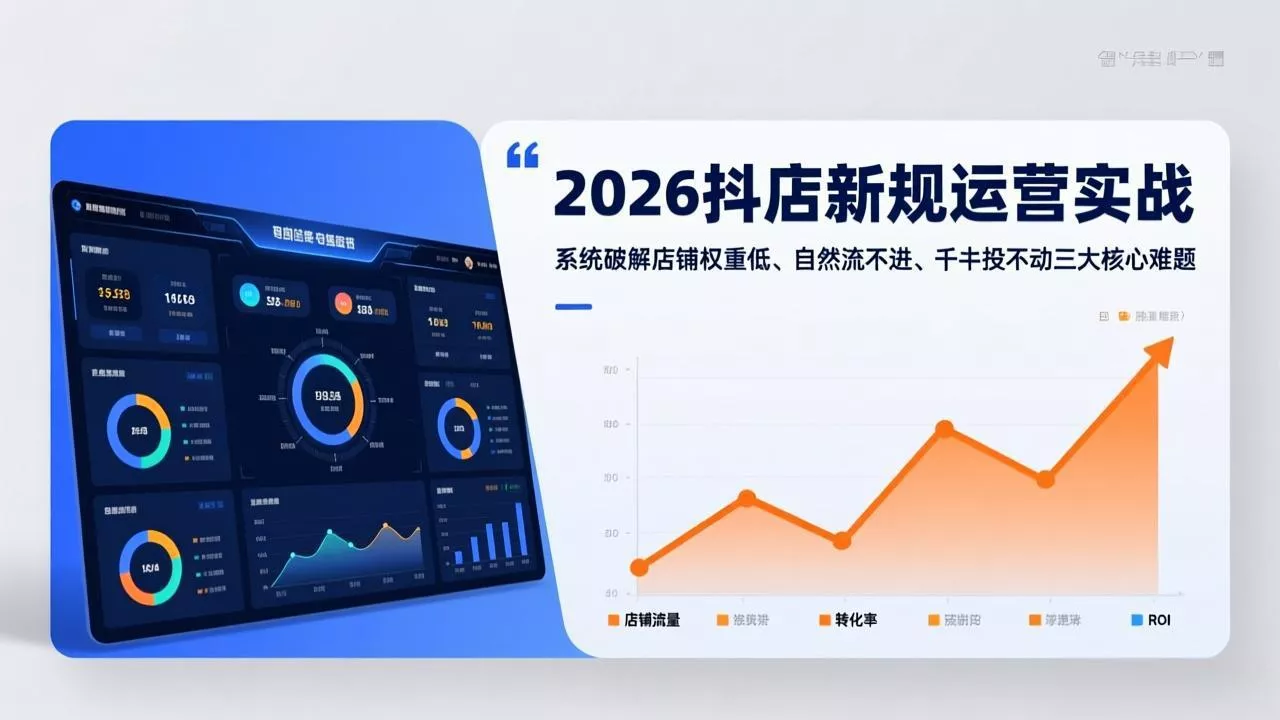 2026抖店新规运营实战：系统破解店铺权重低、自然流不进、千川投不动三大核心难题 - 轻创社