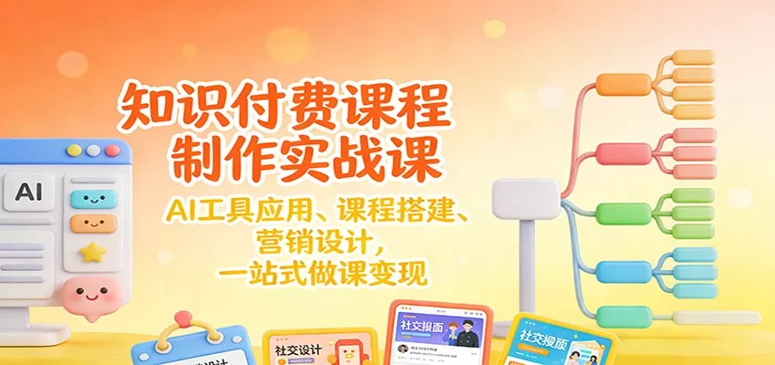 知识付费课程制作实战课：AI工具应用 、课程搭建、营销设计，一站式做课变现 - 轻创社