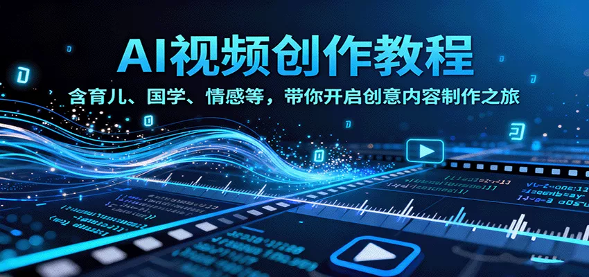 AI视频创富课，含育儿、国学、情感等，带你开启创意内容制作之旅 - 轻创社