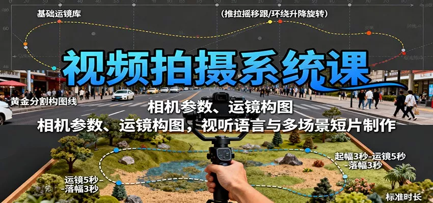 视频拍摄系统课：相机参数、运镜构图，视听语言与多场景短片制作 - 轻创社
