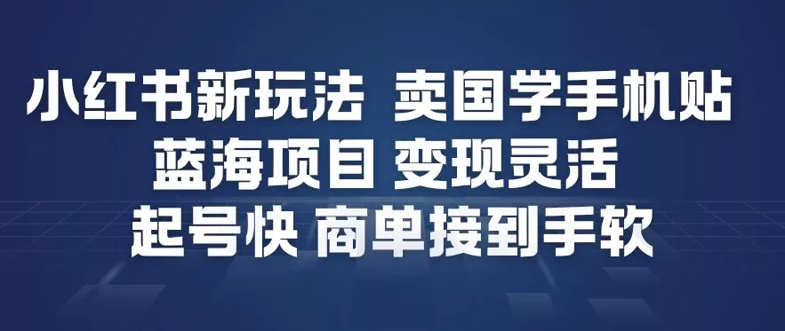 小红书新玩法，卖国学手机贴，蓝海项目，变现灵活，起号快，商单接到手软 - 轻创社