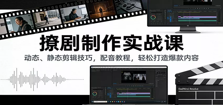 撩剧制作实战课：动态、静态剪辑技巧，配音教程，轻松打造爆款内容 - 轻创社