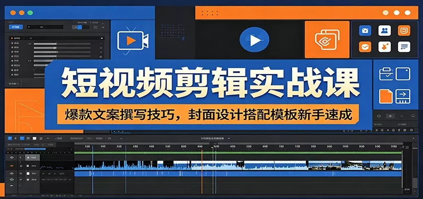 短视频剪辑实战课：爆款文案撰写技巧，封面设计搭配模板新手速成 - 轻创社