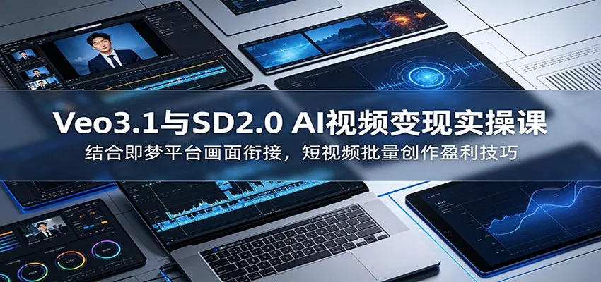 Veo3.1与SD2.0 AI视频变现实操课课：结合即梦平台画面衔接，短视频批量创作盈利技巧 - 轻创社