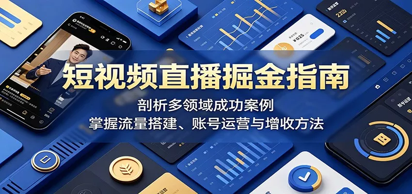 短视频直播掘金指南：剖析多领域成功案例，掌握流量搭建、账号运营与增收方法 - 轻创社