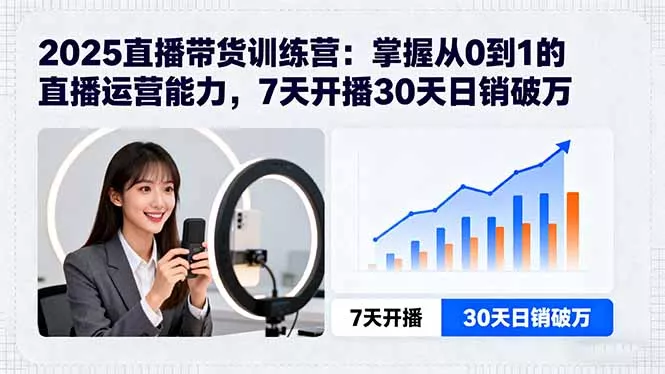 2025直播带货训练营：掌握从0到1的直播运营能力，7天开播30天日销破万 - 轻创社
