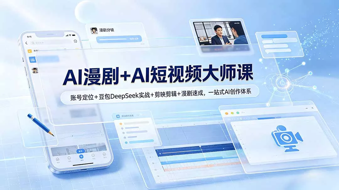 AI漫剧+AI短视频大师课：账号定位+豆包DeepSeek实战+剪映剪辑+漫剧速成，一站式AI创作体系 - 轻创社