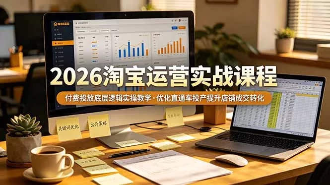 2026 淘宝运营实战课程，付费投放底层逻辑实操教学，优化直通车投产提升店铺成交转化 - 轻创社