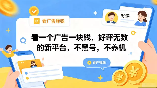 看一个广告一块钱，好评无数的新平台，不黑号，不养机，一部手机一天撸几十，可矩阵【揭秘】 - 轻创社