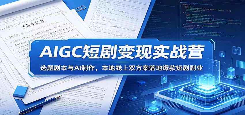 AIGC短剧变现实战营：选题剧本与AI制作，本地线上双方案落地爆款短剧副业 - 轻创社