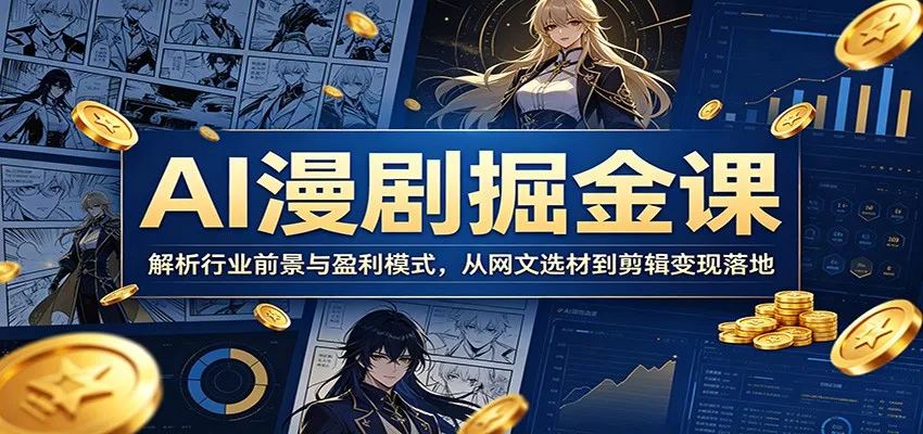 AI漫剧掘金课：解析行业前景与盈利模式，从网文选材到剪辑变现落地 - 轻创社