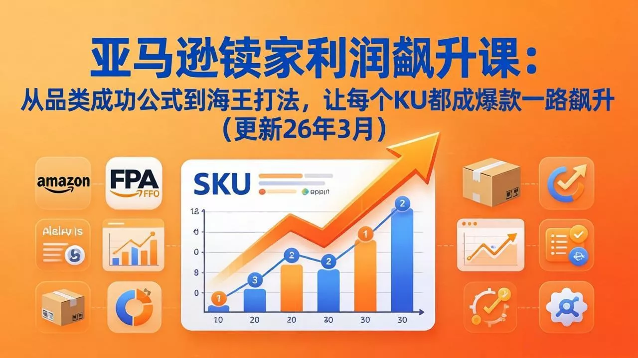 亚马逊卖家利润飙升课：从品类成功公式到海王打法，让每个SKU都成爆款一路飙升(更新26年3月 - 轻创社