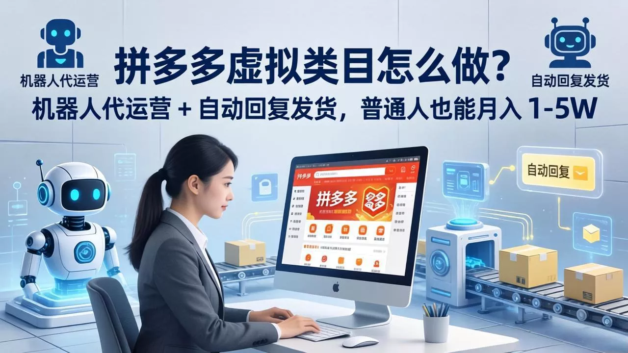 拼多多虚拟类目怎么做？机器人代运营 + 自动回复发货，普通人也能月入 1-5W - 轻创社