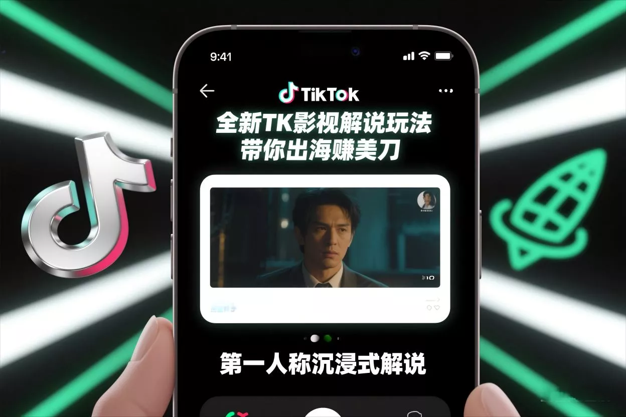 TikTok第一人称影视解说教学，全新TK影视解说玩法，带你出海賺美刀 - 轻创社