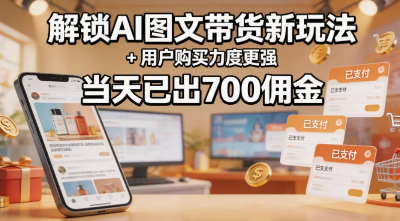 解锁ai图文带货新玩法+用户购买力度更强，当天已出700佣金，详细拆解 - 轻创社
