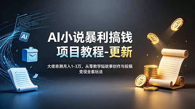 AI小说暴利搞钱项目教程-更新，大佬亲测月入1-3万，从零教学短故事创作与投稿变现全套玩法 - 轻创社
