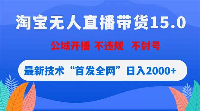 淘宝无人直播带货15.0，不封号，不违规，公域玩法，首发全网日入2000+ - 轻创社