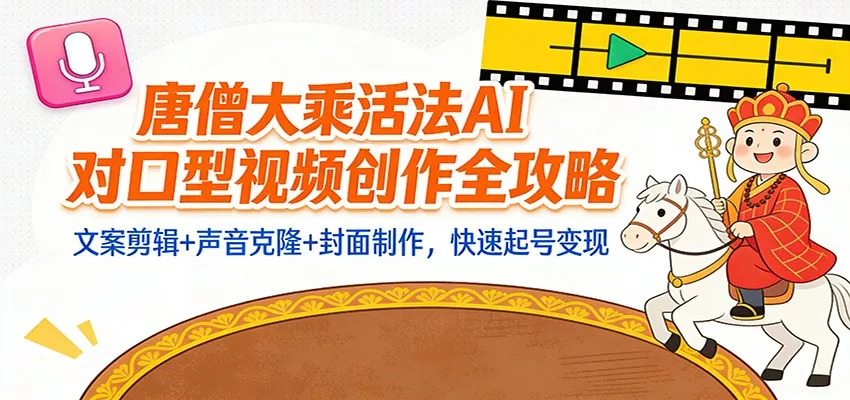 “大乘活法”AI对口型视频创作全攻略：文案剪辑+声音克隆+封面制作，快速起号变现 - 轻创社
